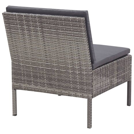 3-delige Loungeset met kussens poly rattan grijs 6