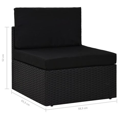 2-delige Loungeset poly rattan zwart 11