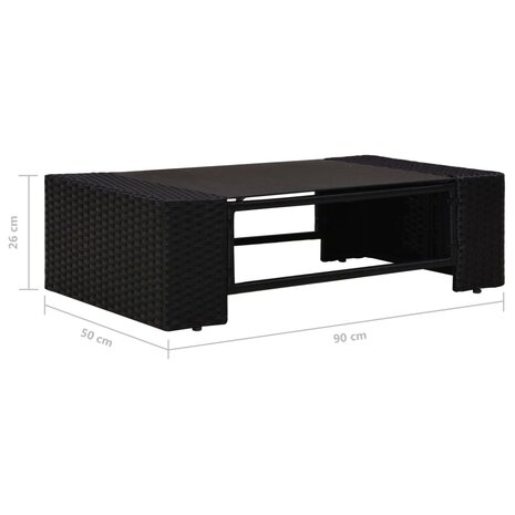 2-delige Loungeset poly rattan zwart 12