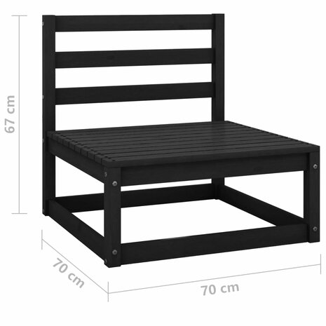 2-delige Loungeset massief grenenhout zwart 8