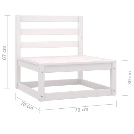 2-delige Loungeset massief grenenhout wit 9