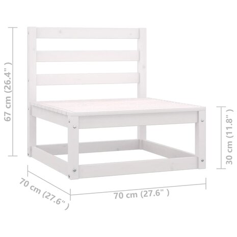 2-delige Loungeset met kussens massief grenenhout wit 12