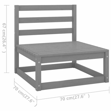 2-delige Loungeset met kussens massief grenenhout grijs 6