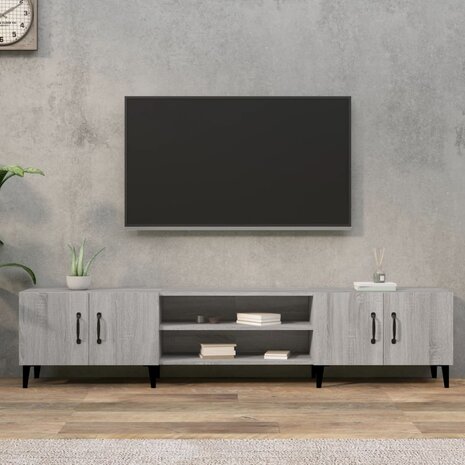 Tv-meubel 180x31,5x40 cm bewerkt hout grijs sonoma eikenkleurig 1