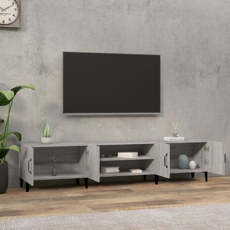 Tv-meubel 180x31,5x40 cm bewerkt hout grijs sonoma eikenkleurig 3