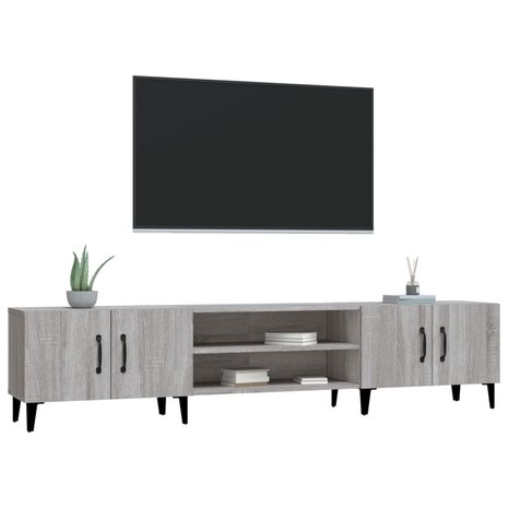 Tv-meubel 180x31,5x40 cm bewerkt hout grijs sonoma eikenkleurig 4