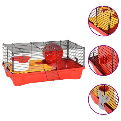 Hamsterkooi 58x32x36 cm polypropeen en metaal rood 1