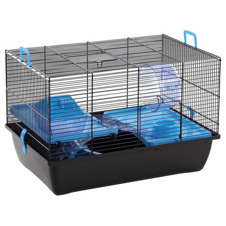 FLAMINGO Hamsterkooi Jaro 2 50,5x33x32,5 cm zwart en blauw 2