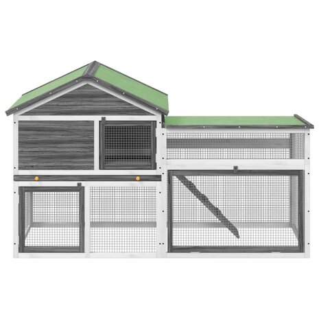 Konijnenhok 185,5x60,5x109,5 cm massief grenenhout grijs 3
