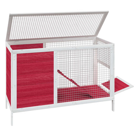 Konijnenhok 103x44x69,5 cm massief grenenhout rood 4