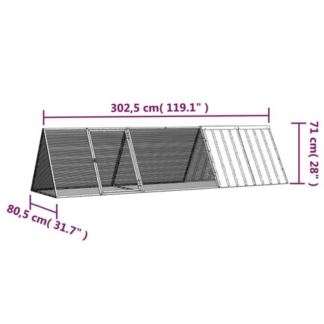 Konijnenhok 302,5x80,5x71 cm gegalvaniseerd staal antraciet 6