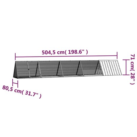 Konijnenhok 504,5x80,5x71 cm gegalvaniseerd staal antraciet 6