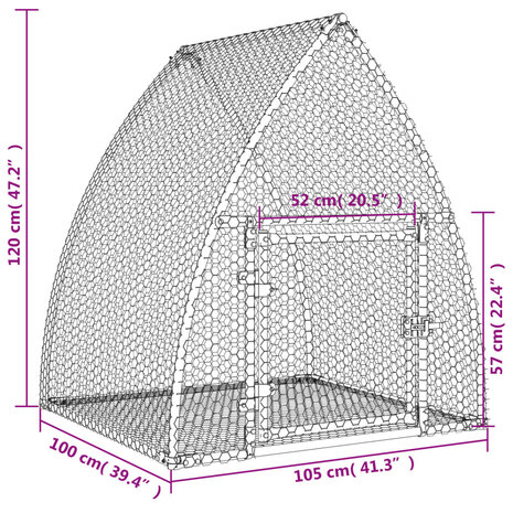 Konijnenhok 100x105x120 cm gegalvaniseerd staal zilverkleurig 11