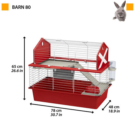 Ferplast Konijnenhok Barn 80 78x48x65 cm rood 3