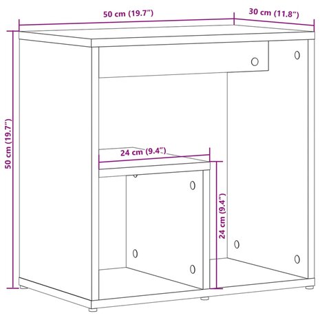 Bijzettafels 2 st 50x30x50 cm bewerkt hout sonoma eikenkleurig 11