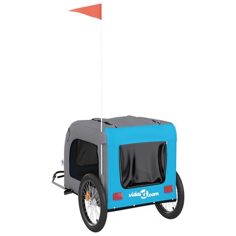 Hondenfietstrailer oxfordstof en ijzer blauw en grijs 8