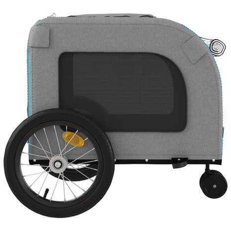 Hondenfietstrailer oxford stof en ijzer blauw en grijs 7