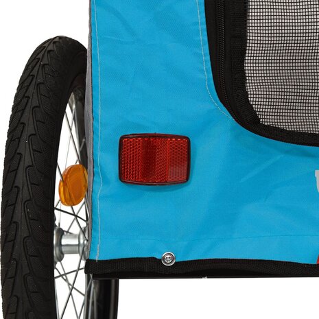 Hondenfietstrailer oxford stof en ijzer blauw en grijs 11