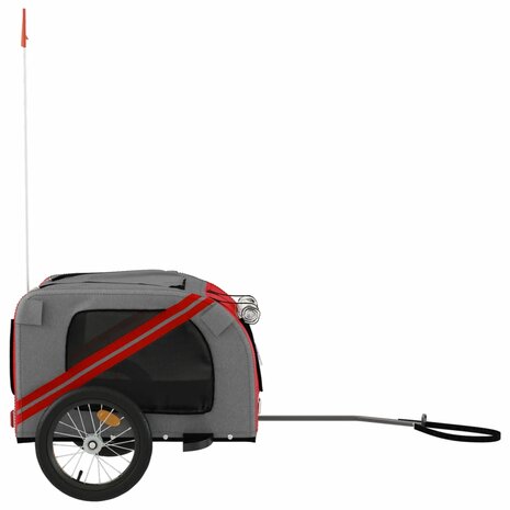 Hondenfietstrailer oxford stof en ijzer rood en grijs 6