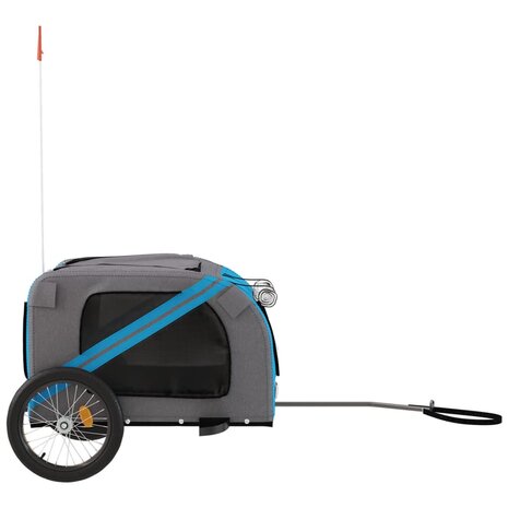 Hondenfietstrailer oxford stof en ijzer blauw en grijs 6