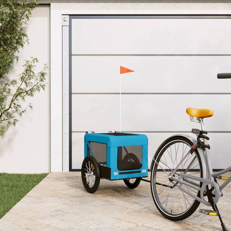 Hondenfietstrailer oxford stof en ijzer blauw en zwart 1