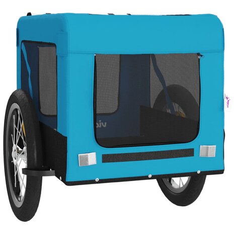 Hondenfietstrailer oxford stof en ijzer blauw en zwart 6