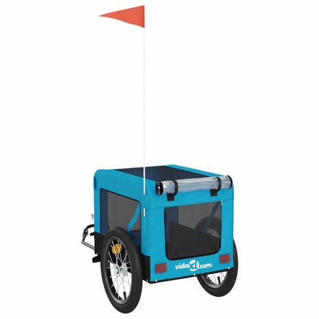 Hondenfietstrailer oxford stof en ijzer blauw en zwart 9