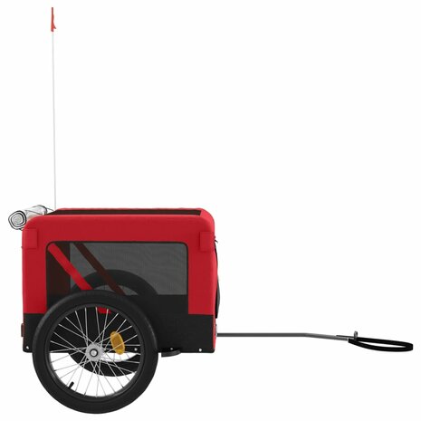 Hondenfietstrailer oxford stof en ijzer rood en zwart 7