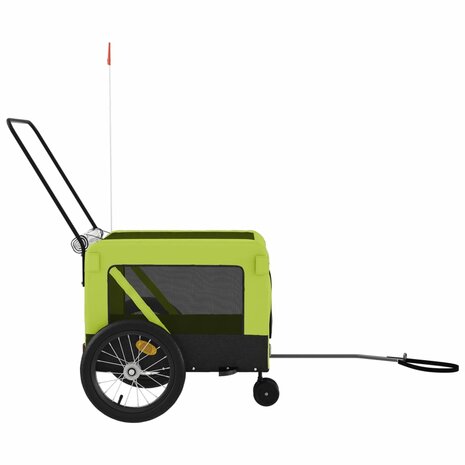 Hondenfietstrailer oxford stof en ijzer groen en zwart 7