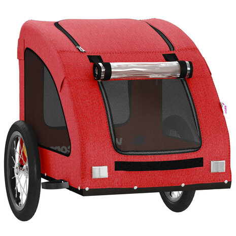 Hondenfietstrailer oxford stof en ijzer rood 5