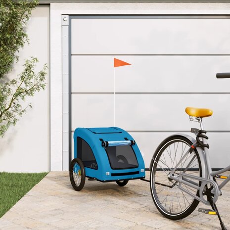 Hondenfietstrailer oxford stof en ijzer blauw 1