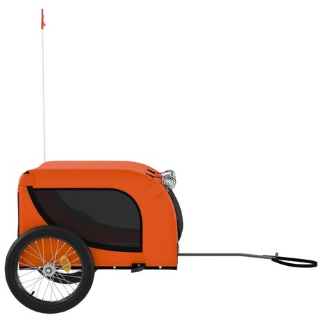 Hondenfietstrailer oxford stof en ijzer oranje en zwart 5