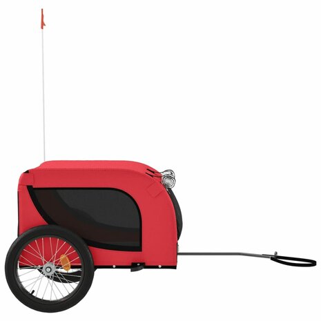 Hondenfietstrailer oxford stof en ijzer rood en zwart 5