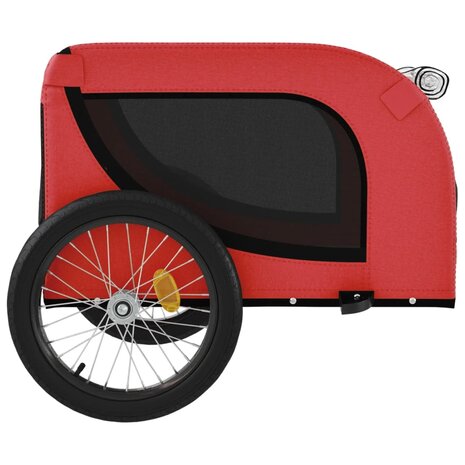 Hondenfietstrailer oxford stof en ijzer rood en zwart 6