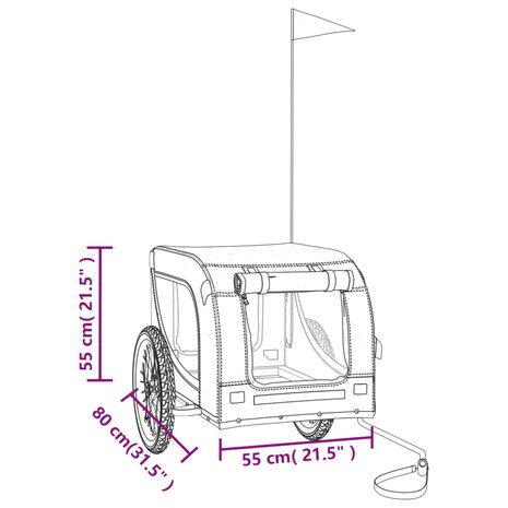 Hondenfietstrailer oxford stof en ijzer rood en zwart 11