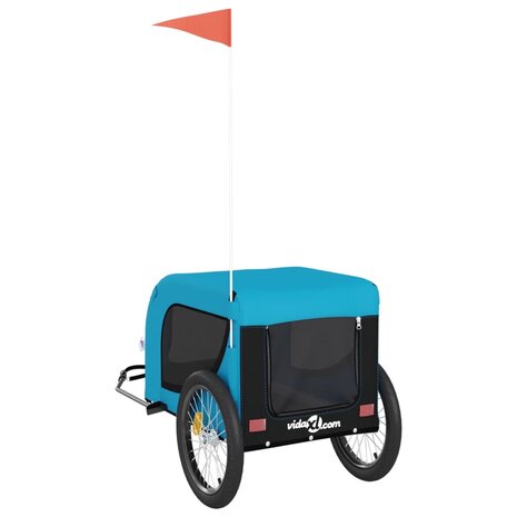 Hondenfietstrailer oxford stof en ijzer blauw en zwart 7