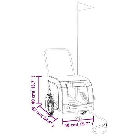 Hondenfietstrailer oxford stof en ijzer rood en zwart 11