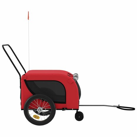 Hondenfietstrailer oxford stof en ijzer rood en zwart 5