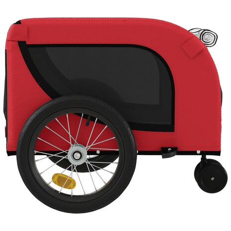 Hondenfietstrailer oxford stof en ijzer rood en zwart 6