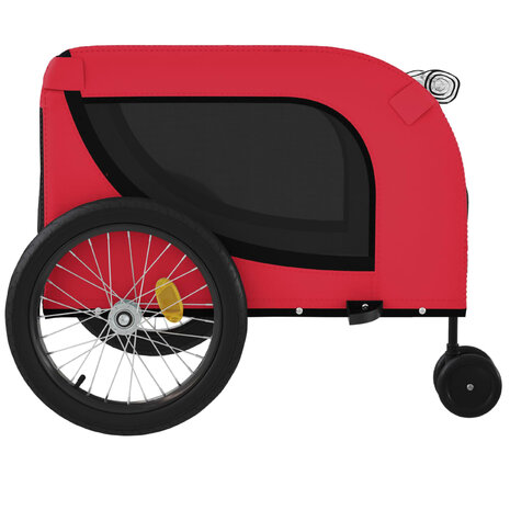 Hondenfietstrailer oxford stof en ijzer rood en zwart 6