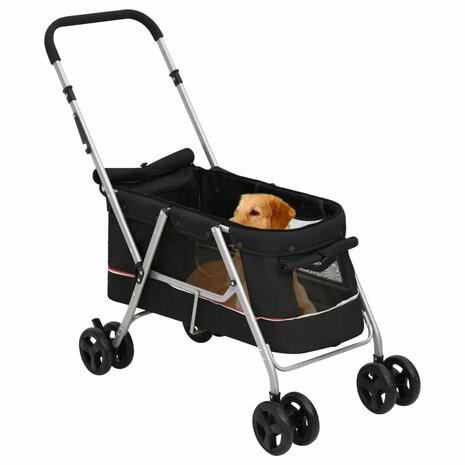 Hondenwagen inklapbaar 100x49x96 cm linnenstof zwart 2