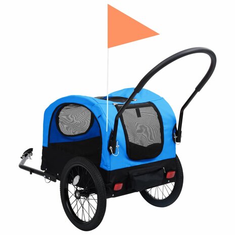 Fietstrailer en hondenwagen 2-in-1 blauw en zwart 5