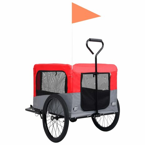 Fietstrailer en hondenwagen 2-in-1 rood en grijs 5