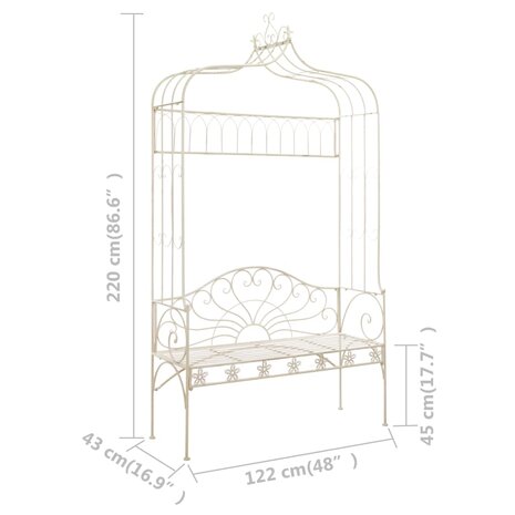 Tuinbank 122 cm ijzer antiekwit 6