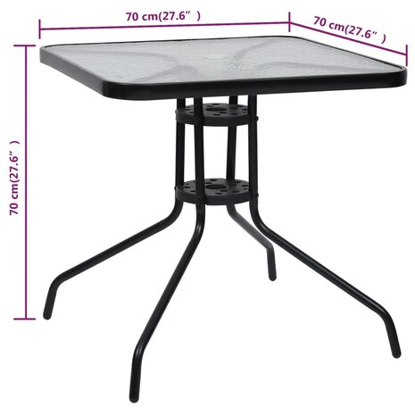 Tuintafel 70x70x70 cm staal zwart 6