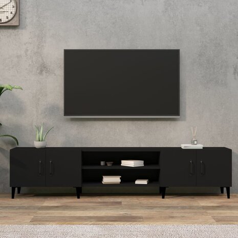 Tv-meubel 180x31,5x40 cm bewerkt hout zwart 1