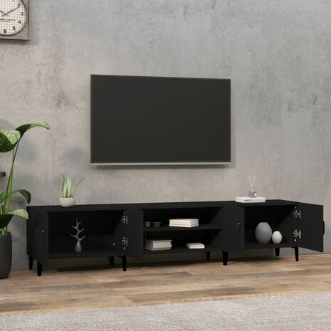 Tv-meubel 180x31,5x40 cm bewerkt hout zwart 3