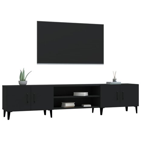 Tv-meubel 180x31,5x40 cm bewerkt hout zwart 4