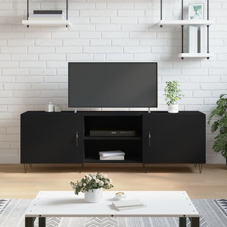 Tv-meubel 150x30x50 cm bewerkt hout zwart 1