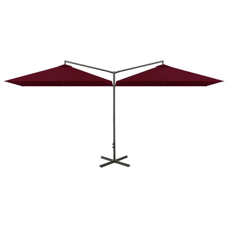 Parasol dubbel met stalen paal 600x300 cm bordeauxrood 2